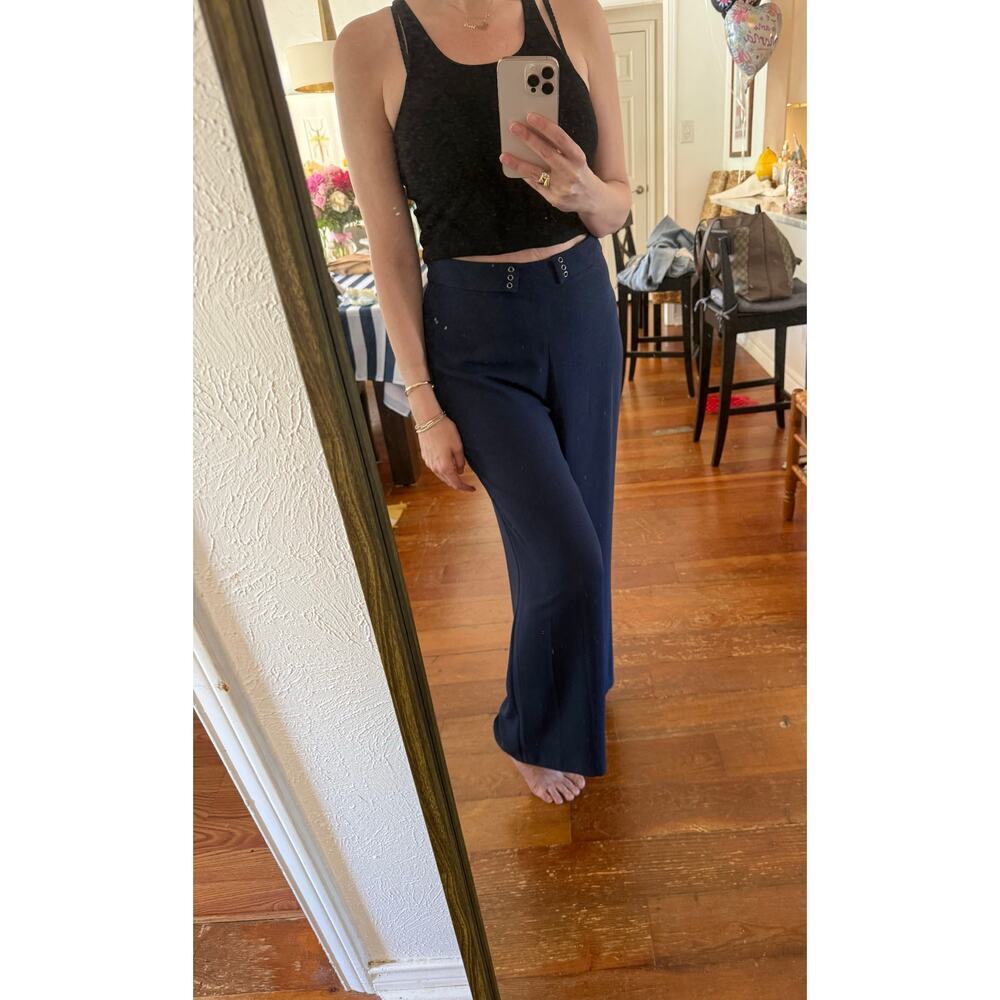 BCBGeneration Navy Wide Leg Palazzo Pants High Rise Minimalist Flowy Trouser M - Picture 9 of 9